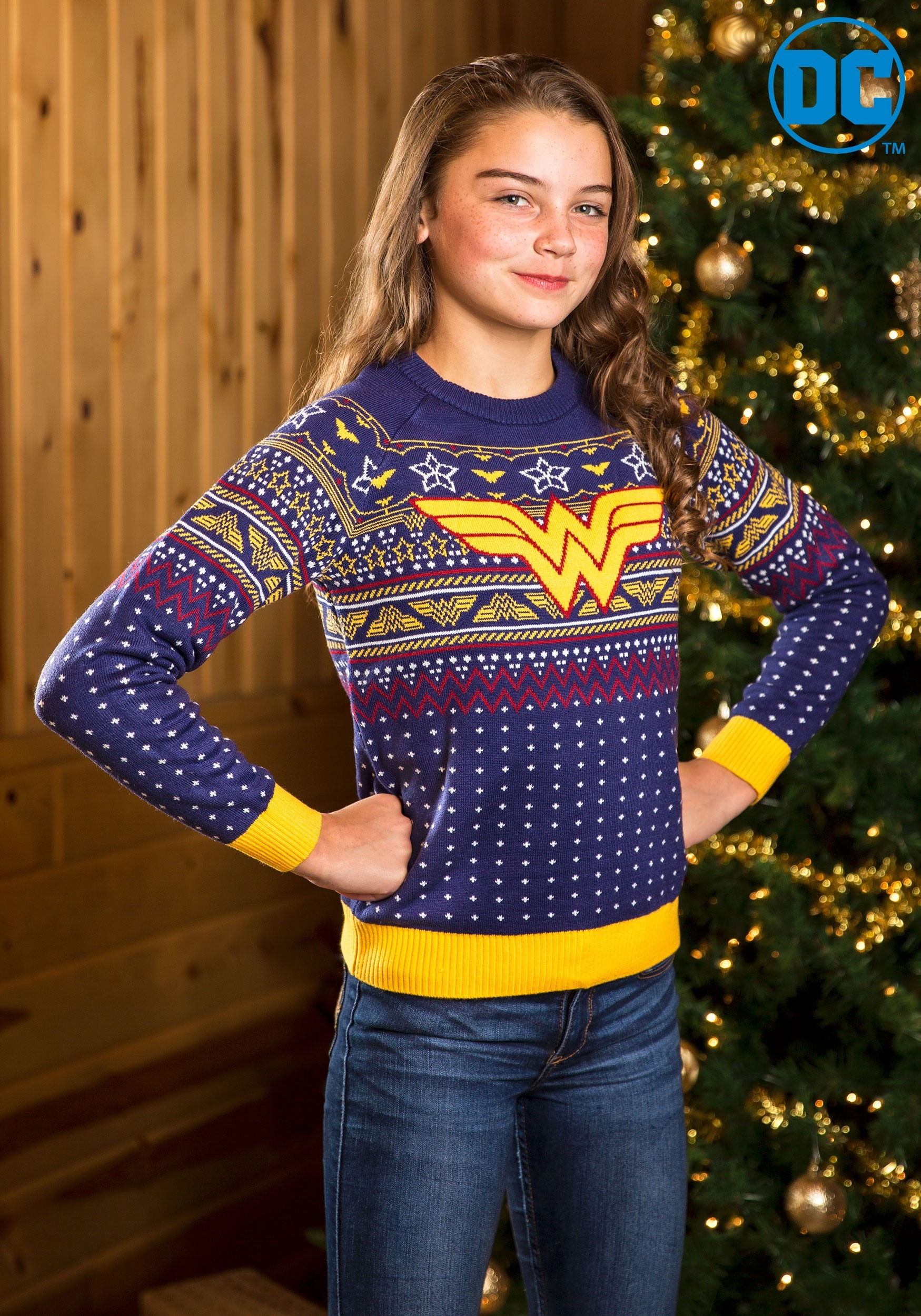 Wonder Woman Navy Kids Ugly Christmas Sweater