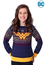 Kid's Wonder Woman Navy Ugly Christmas Sweater Alt 2