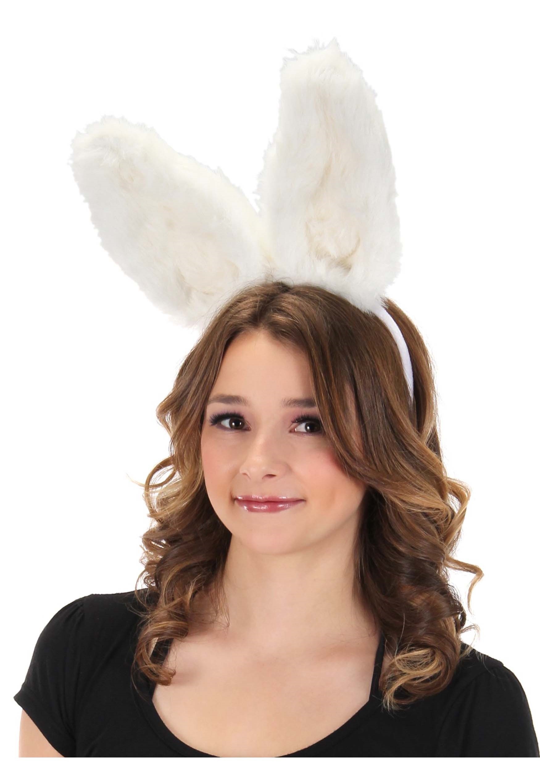 Bendable White Bunny Ears Costume Headband , Costume Ears