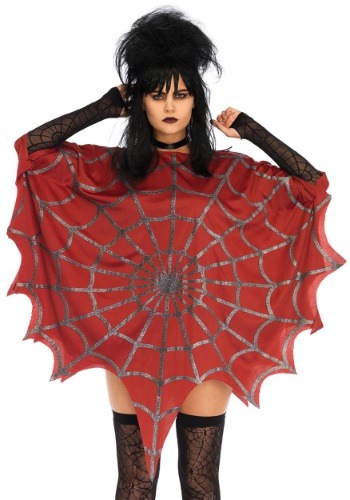 Click Here to buy Red Glitter Web Womens Costume Poncho from HalloweenCostumes, CDN Funds & Shipping