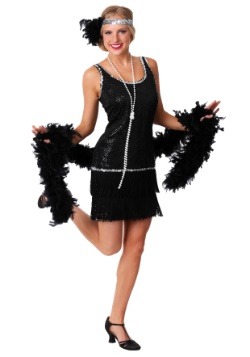 Sequin & Fringe Black Flapper Dress