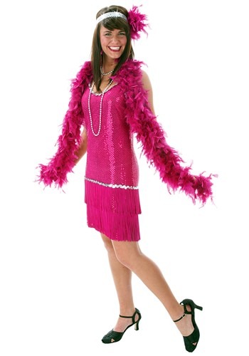 Fringe Fuchsia Flapper Dress Costume
