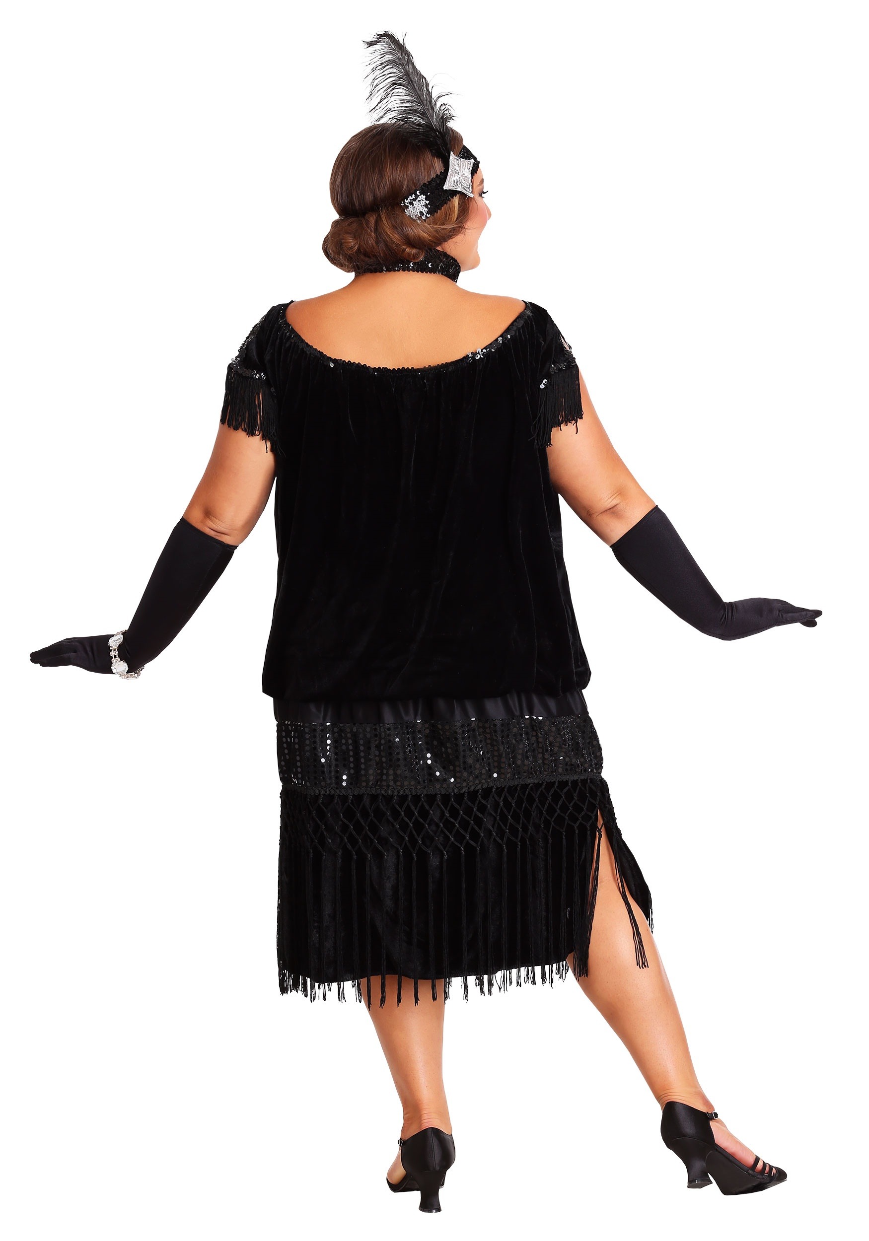 Black Plus Size Flapper Costume , 20s Decade Costumes
