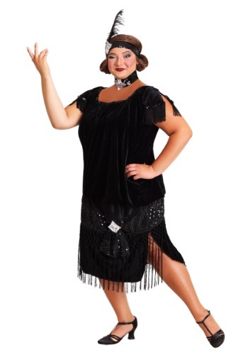 Black Plus Size Flapper Costume