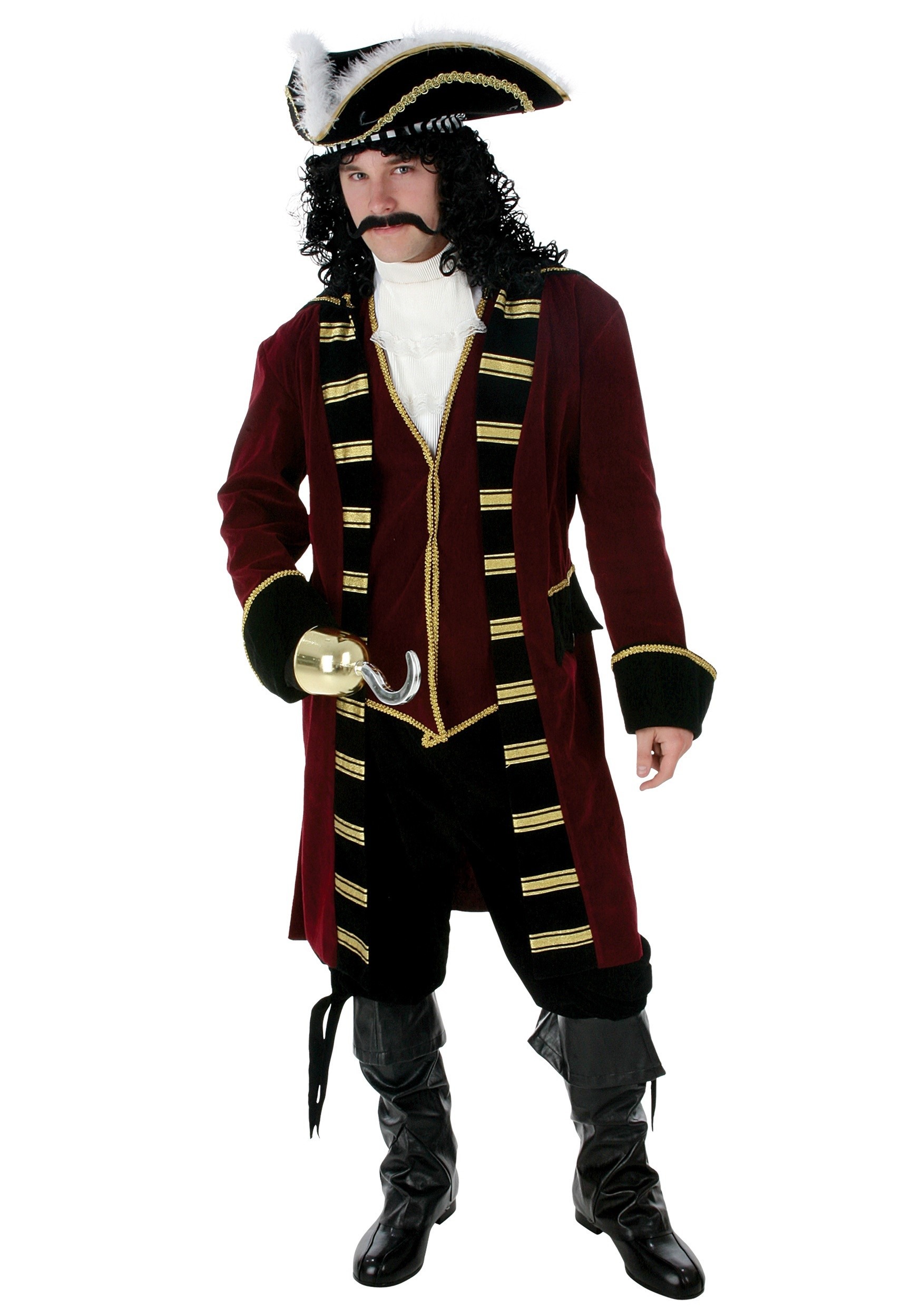 Deluxe Captain Hook Costume for Adults | Adult | Mens | Black/Red/White | L | FUN Costumes