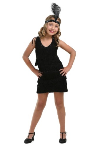 Click Here to buy Kids Black Fringe Flapper Costume from HalloweenCostumes, CDN Funds & Shipping