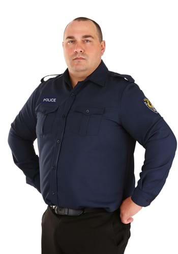 Plus Size Mens Long Sleeve Police Shirt