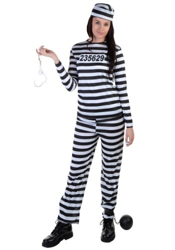 Womens Striped Prisoner Costume | Jailbird Womens Costume