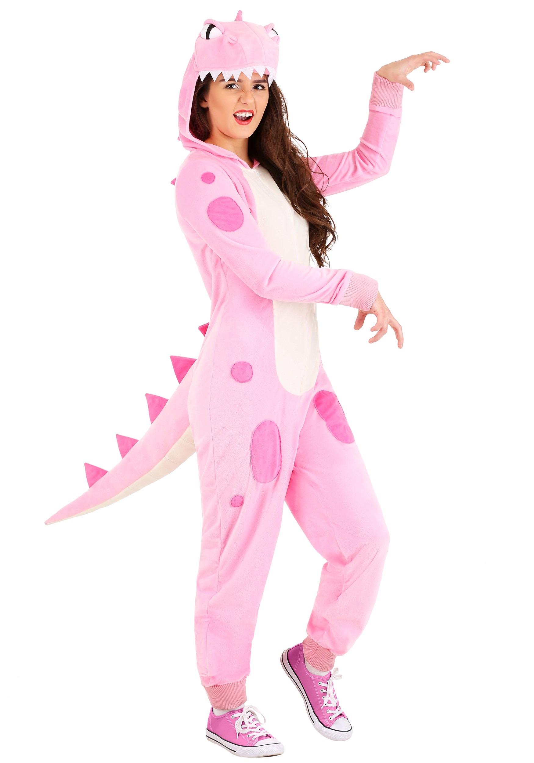 Women's Pink Dinosaur Onesie