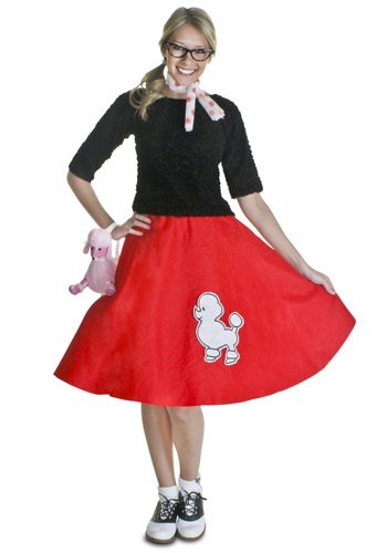Adult Vintage Red 50s Poodle Skirt | 50s Costumes