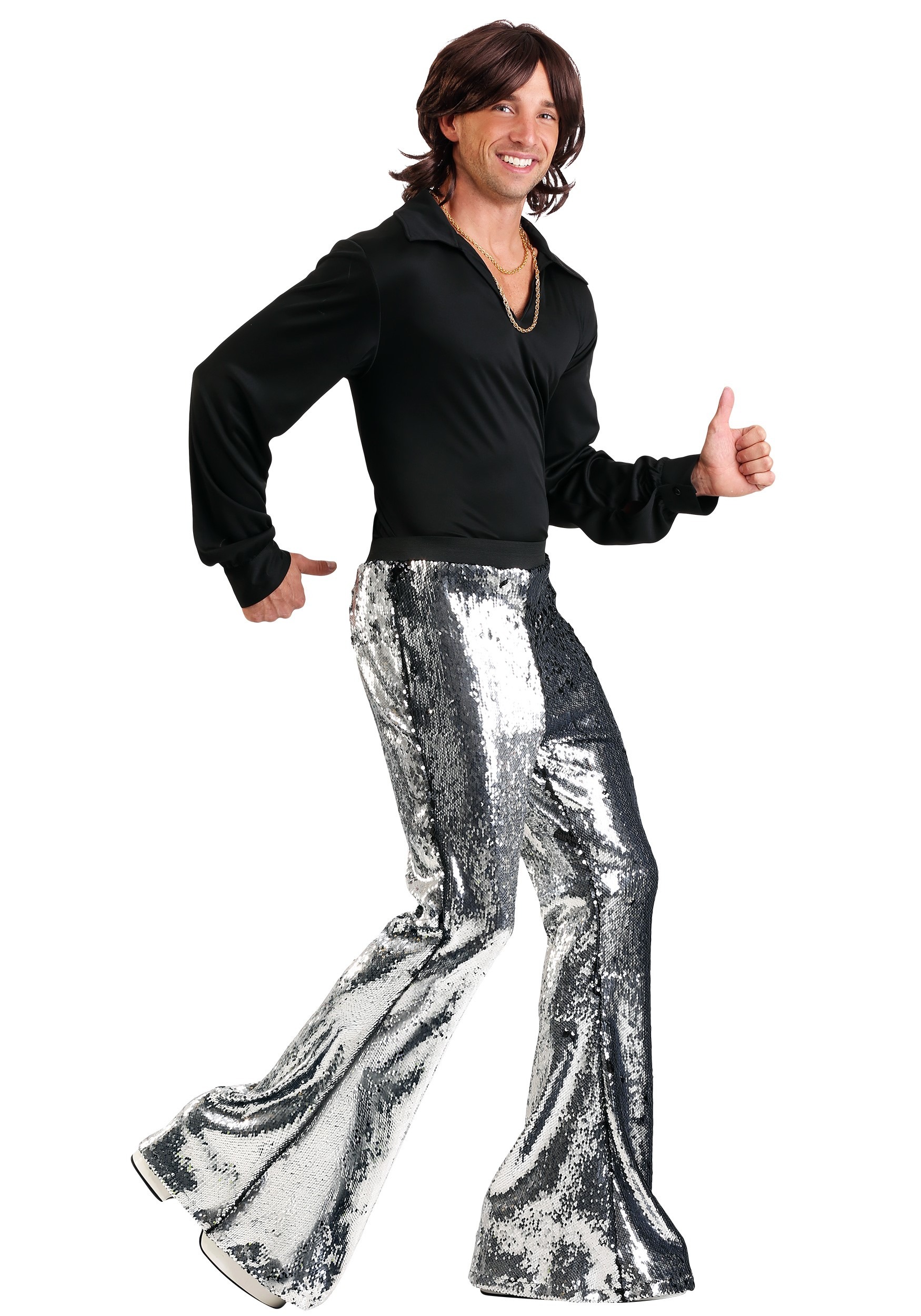 Men's Fashion Youth Glitter Sequins Party Pants Casual Stretchy