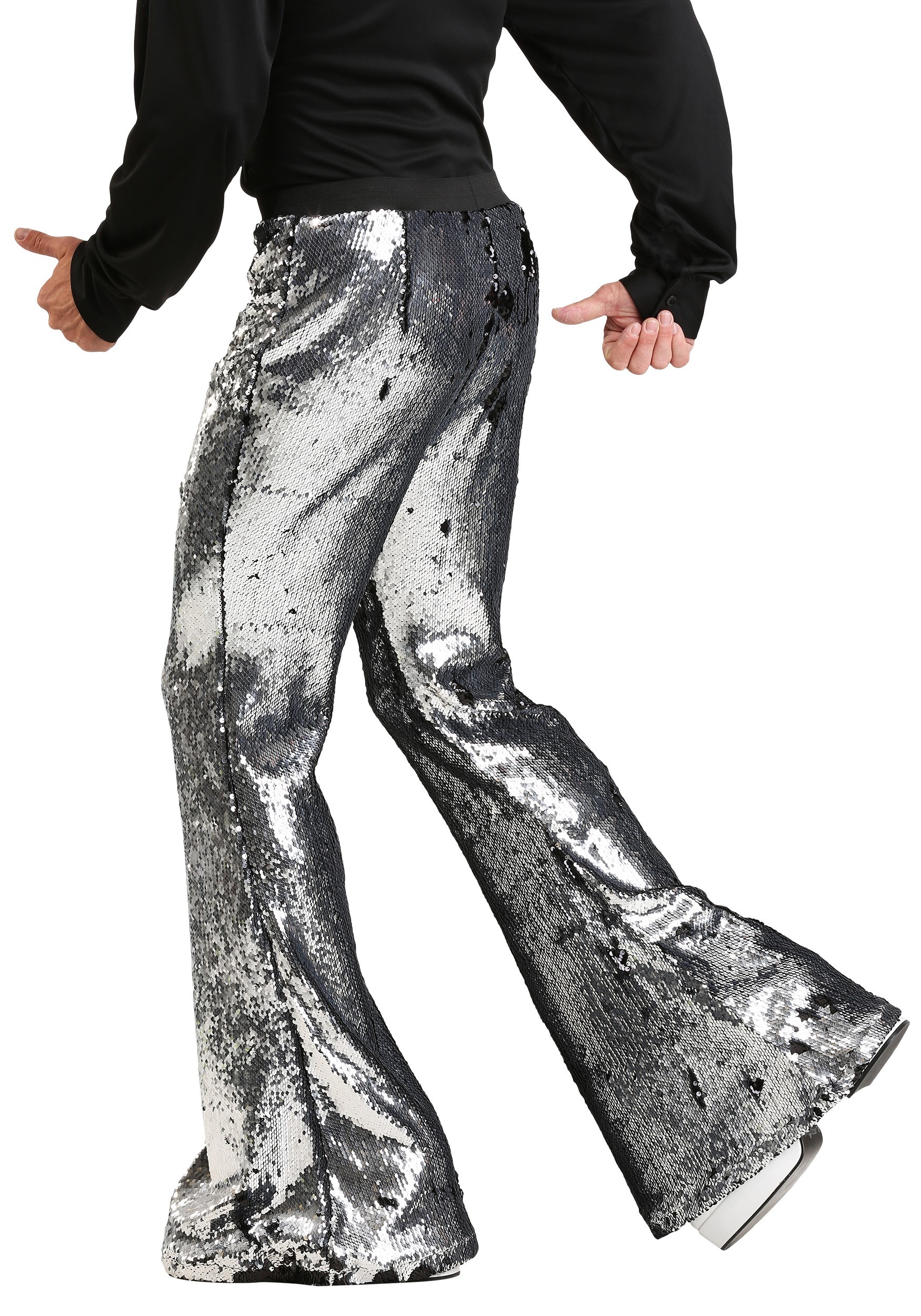 ・パンツに Men's Silver Sequin ディスコ Pants メンズ コスプレ 衣装 男性 仮装 男性用 イベント パーティ ...