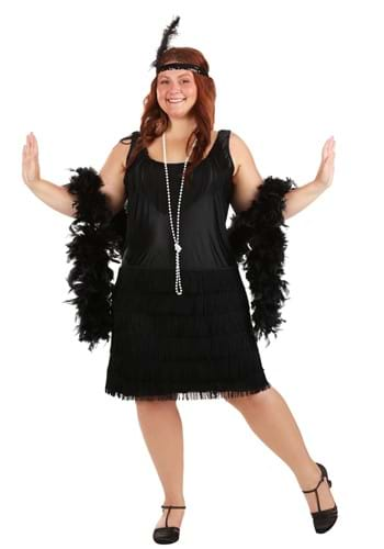  Fringe Flapper Dress Plus Size Silver 1920s Costume