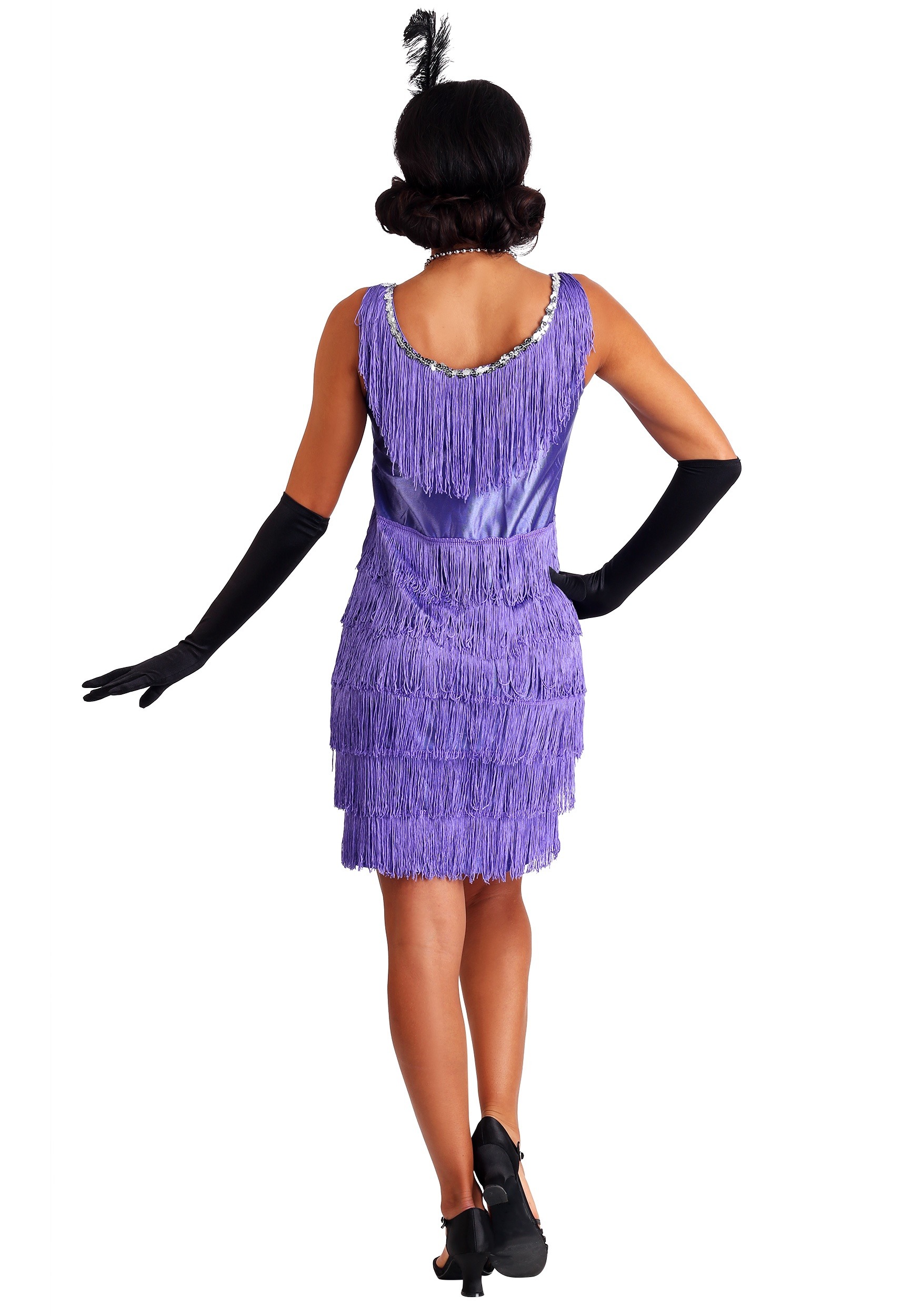 Women's Plus Size Purple Fringe Flapper Costume