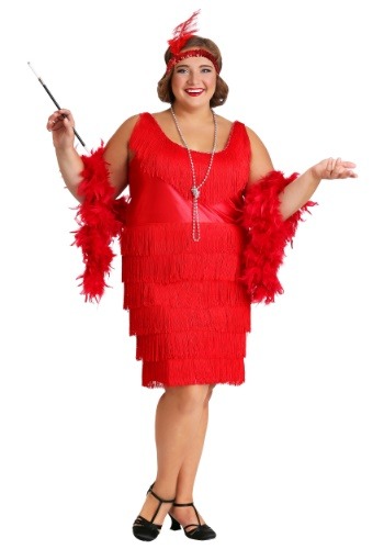 Red Plus Size Flapper Dress