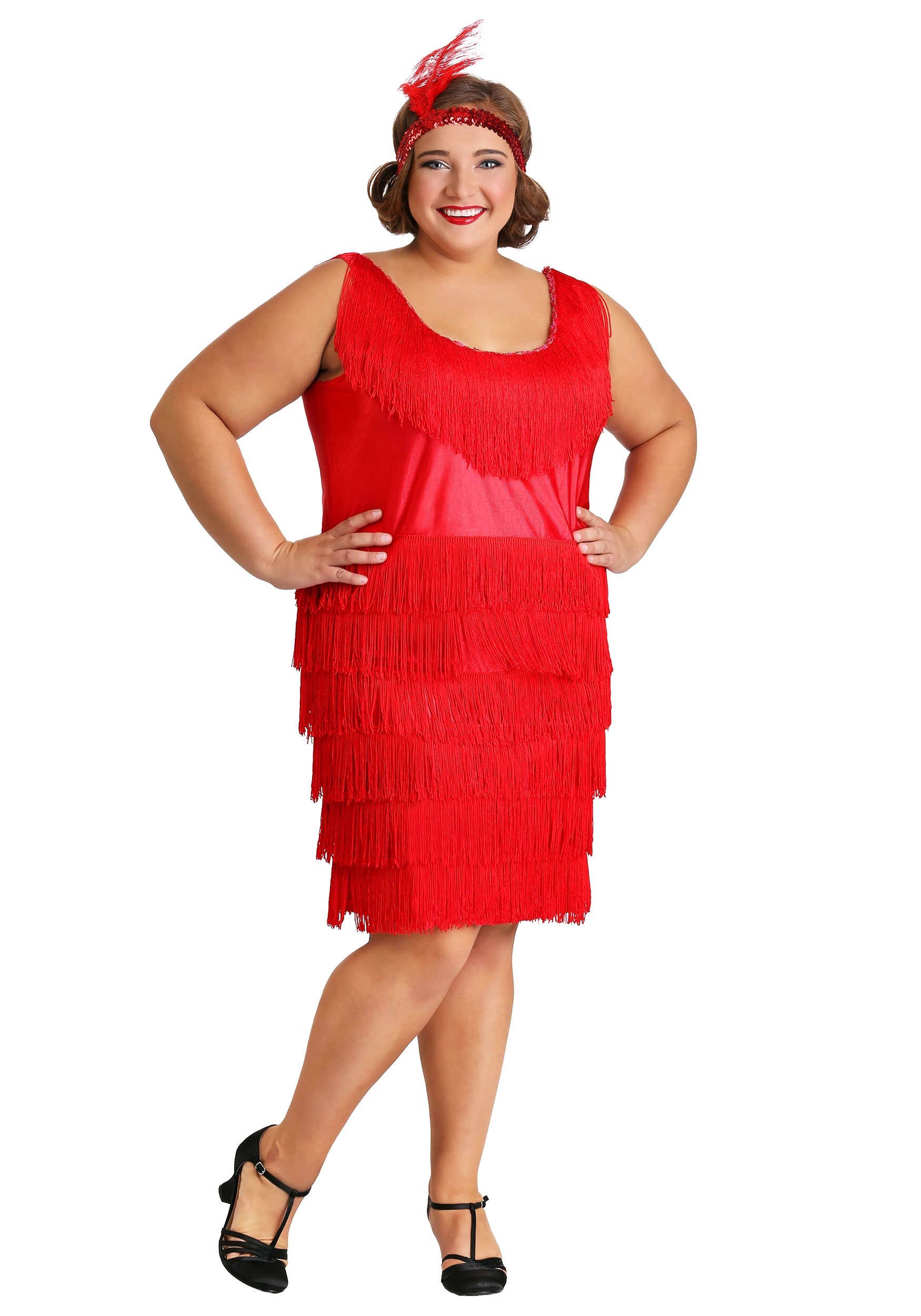 Women's Red Plus Size Flapper Costume