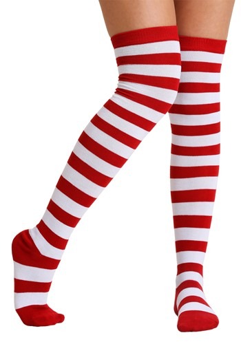 Red and White Striped Adult Socks