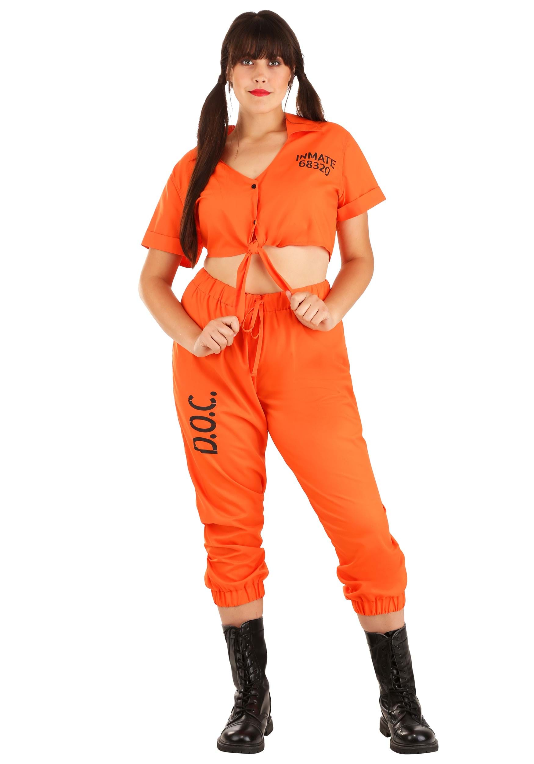 Orange Inmate Prisoner Women's Plus Size Costume , Prison Costumes