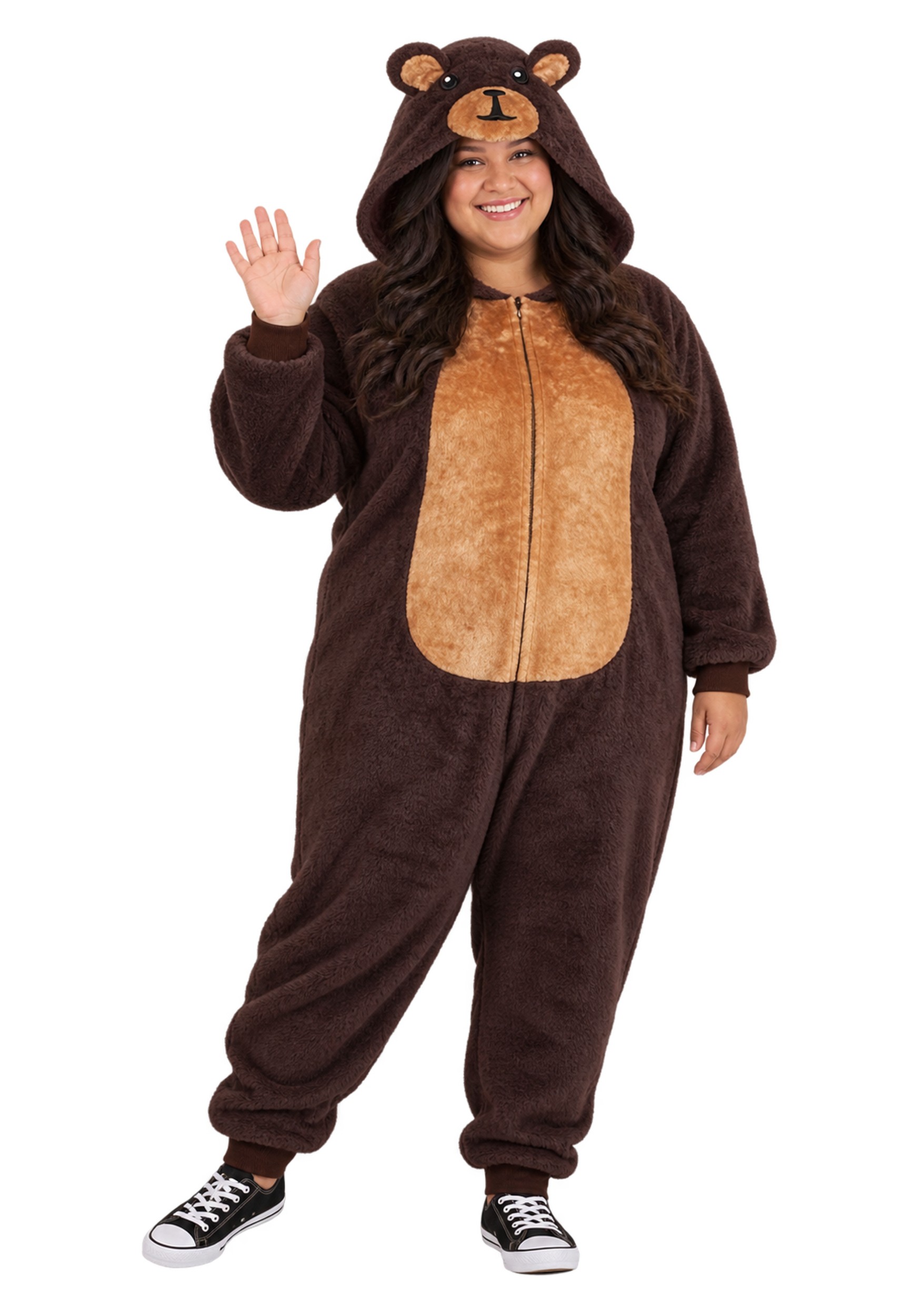 Adult Plus Size Brown Bear Onesie Costume | Plus Size Animal Costumes