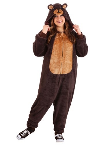 Click Here to buy Plus Size Adult Brown Bear Onesie Costume | Plus Size Animal Costumes from HalloweenCostumes, CDN Funds & Shipping