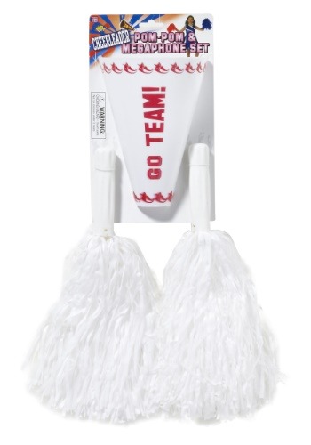 Click Here to buy White Cheerleader Pom Pom & Megaphone Set from HalloweenCostumes, CDN Funds & Shipping