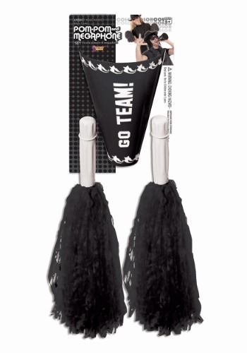 Click Here to buy Black Cheerleader Pom Pom & Megaphone from HalloweenCostumes, CDN Funds & Shipping