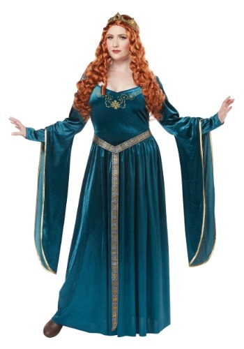 Womens Plus Size Lady Guinevere Teal Costume Dress