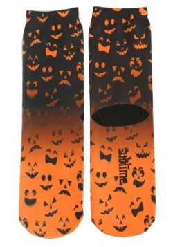 Halloween Jack O' Lantern Faces Adult Crew Cut Socks