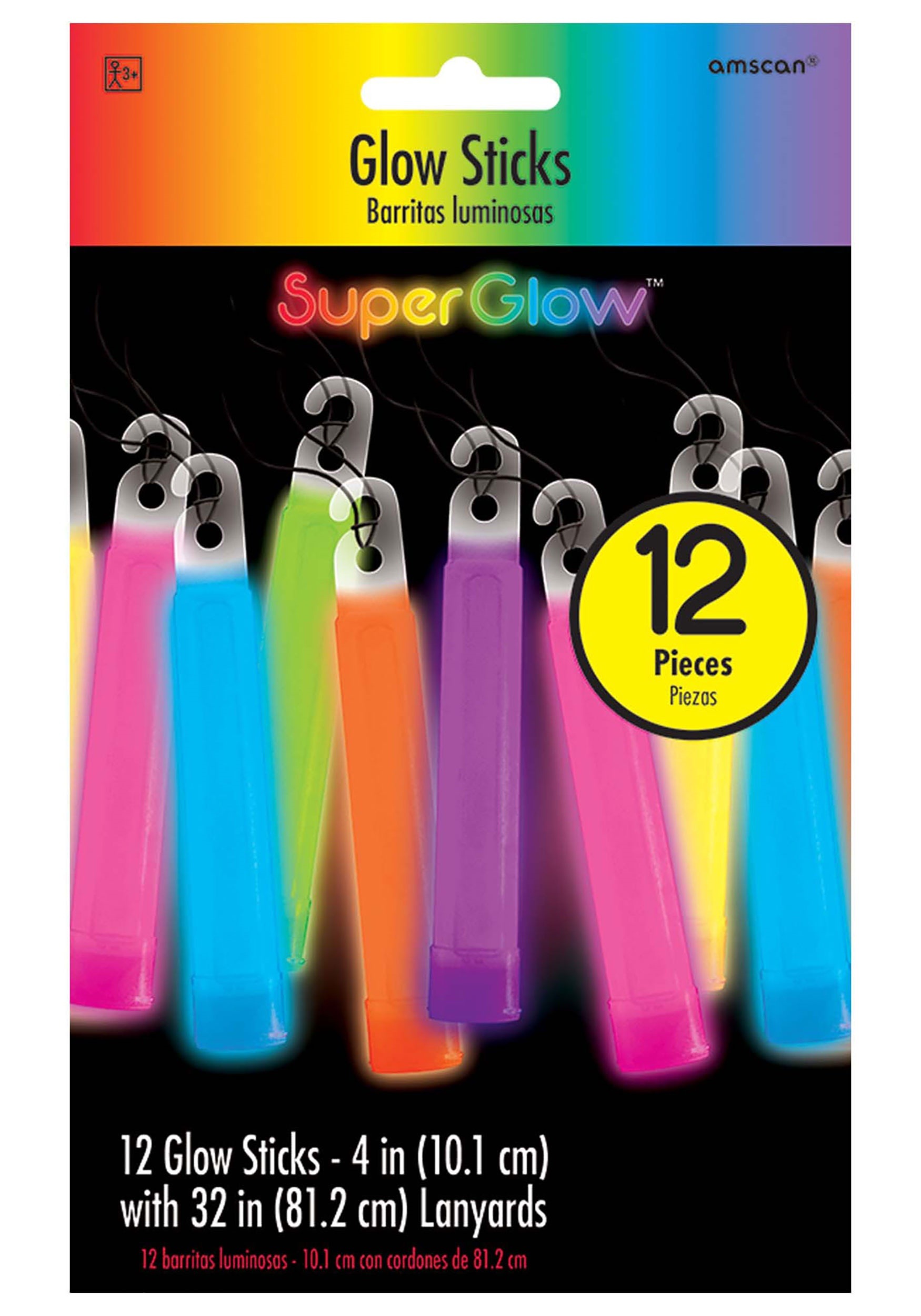Pack Of 12 Multi Color 4-Inch Glow Sticks Prop