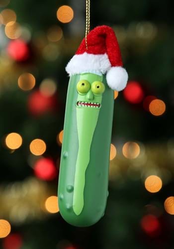 Click Here to buy Santa Hat Pickle Rick Molded Ornament from HalloweenCostumes, CDN Funds & Shipping