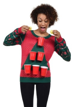 Tipsy Elves Womens Beer Pong Ugly Christmas Sweater