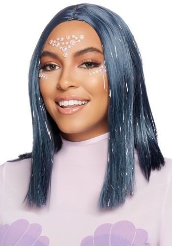 Click Here to buy Midnight Blue Long Tinsel Bob Wig from HalloweenCostumes, CDN Funds & Shipping