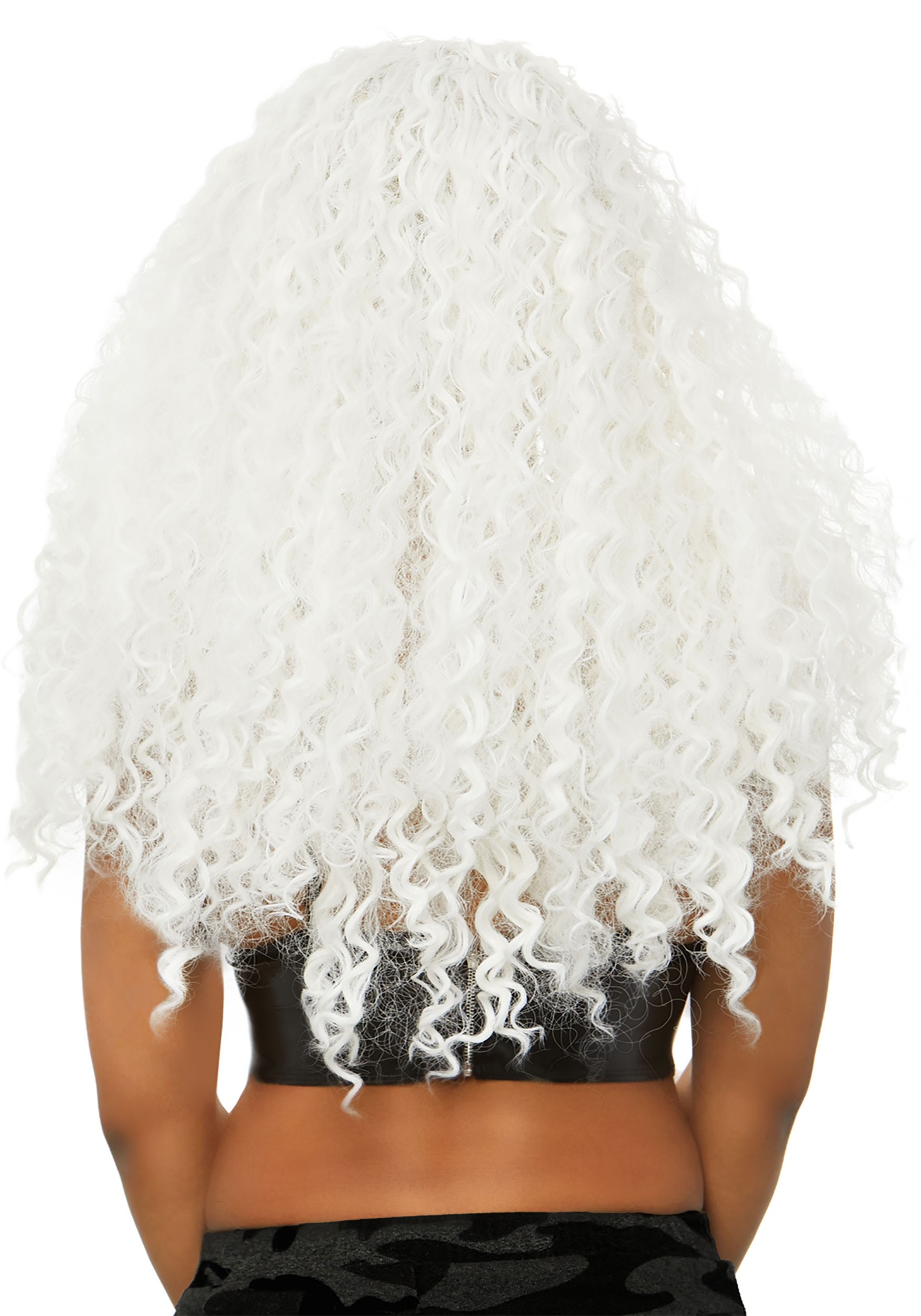 Long Women's Curly White Wig
