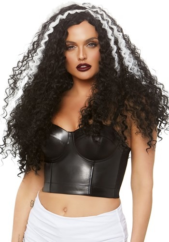 Click Here to buy Long Womens Curly Black and White Wig from HalloweenCostumes, CDN Funds & Shipping