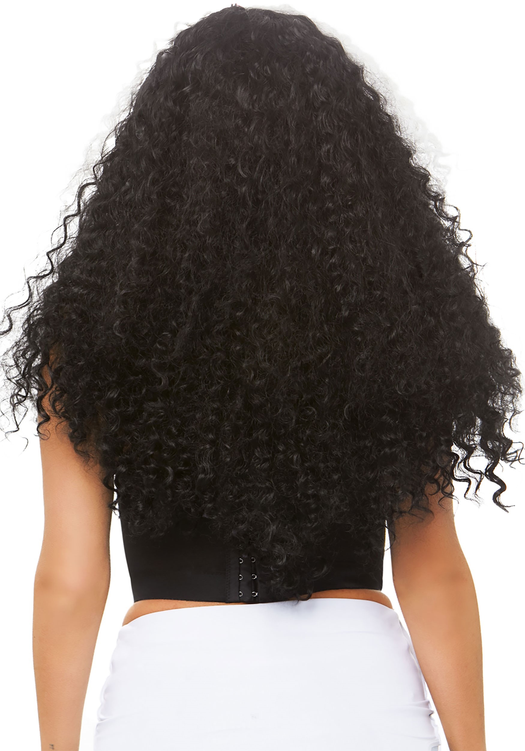 Long Women's Curly Black And White Wig