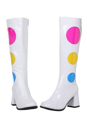Click Here to buy White Womens Polka Dot Gogo Boots from HalloweenCostumes, CDN Funds & Shipping