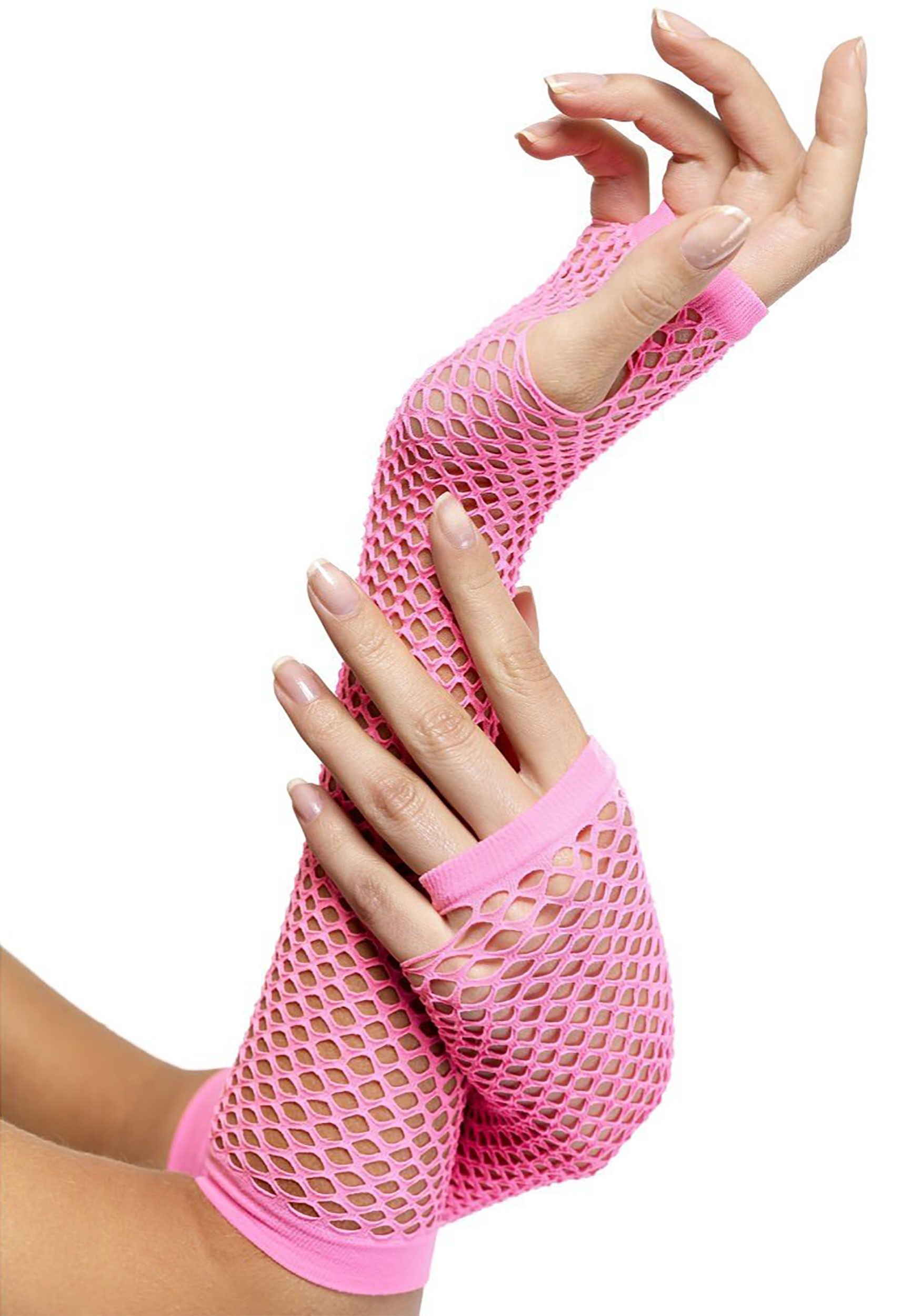 Fishnet Gloves Pink Fingerless