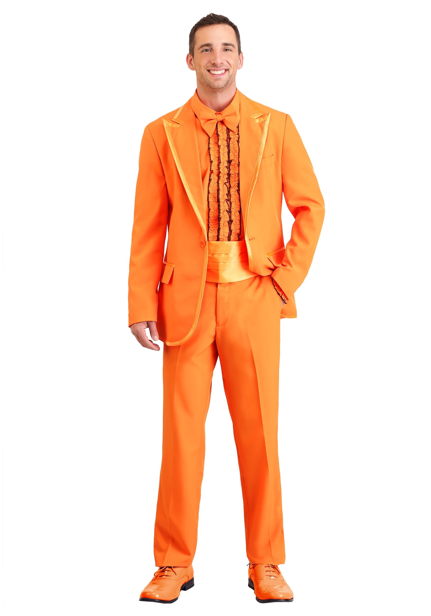 Plus Size Orange Tuxedo Costume For Men