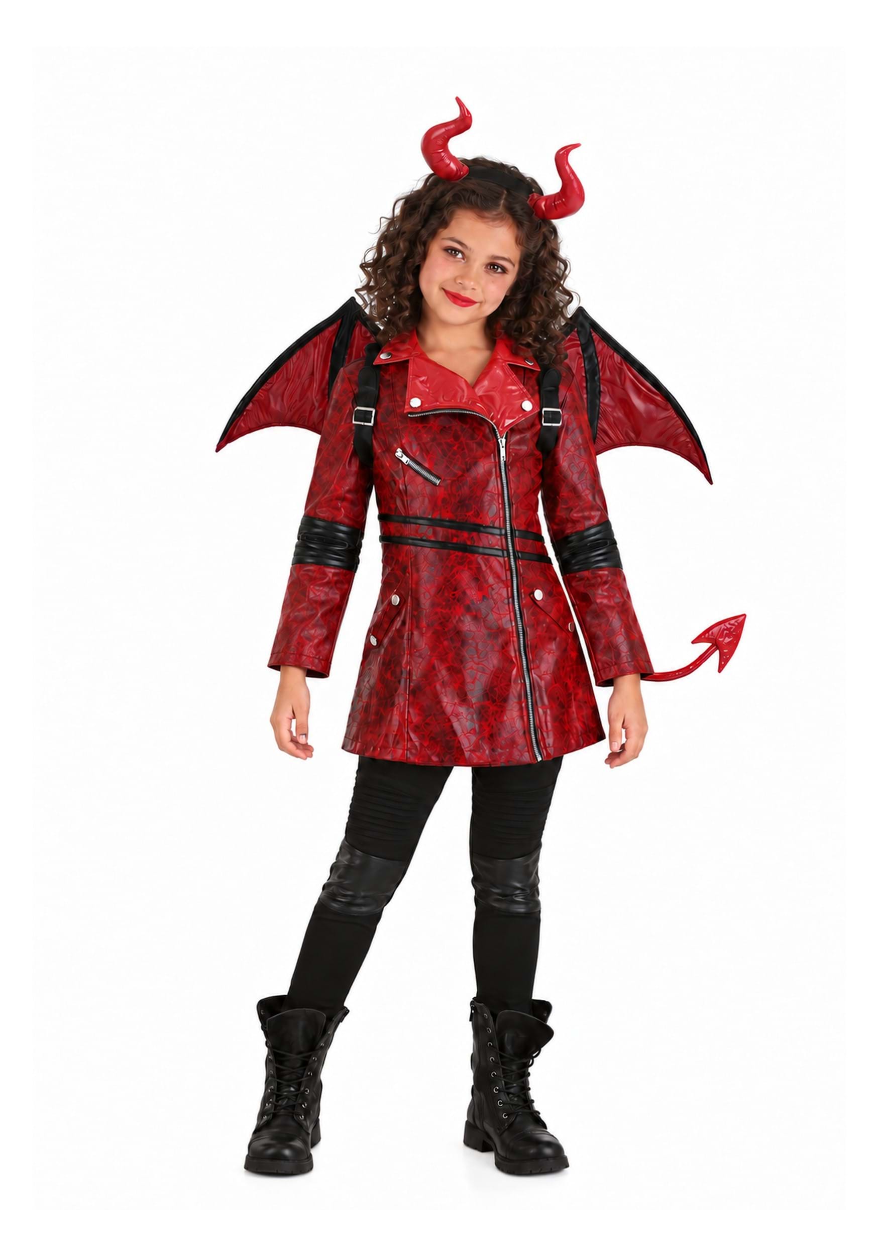 Girl's Leather Devil Costume