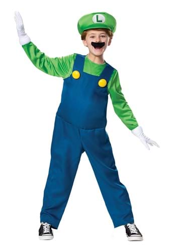 Click Here to buy The Super Mario Brothers Boys Luigi Deluxe Costume from HalloweenCostumes, CDN Funds & Shipping