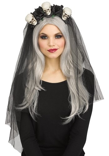 Click Here to buy Black Skulls Horror Bridal Veil from HalloweenCostumes, CDN Funds & Shipping