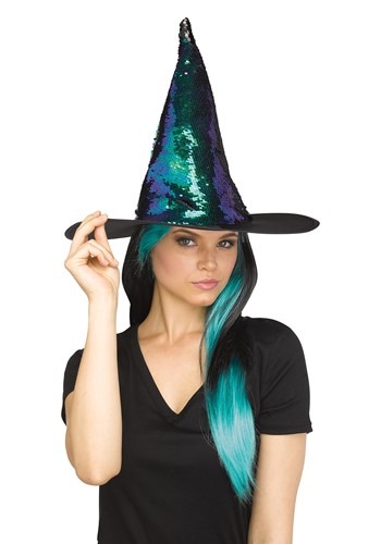 Click Here to buy Witch Hat Flip Sequin Teal from HalloweenCostumes, CDN Funds & Shipping