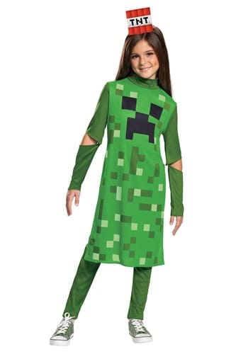 Click Here to buy Girls Minecraft Creeper Classic Costume from HalloweenCostumes, CDN Funds & Shipping