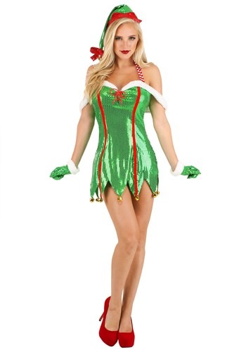 Click Here to buy Sexy Womens Green Glitter Elf Costume from HalloweenCostumes, CDN Funds & Shipping