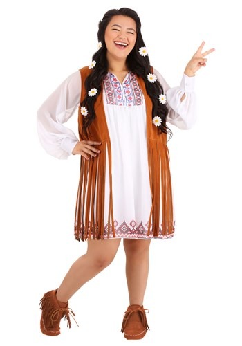 Plus Size Autumn Flower Hippie Costume for Women