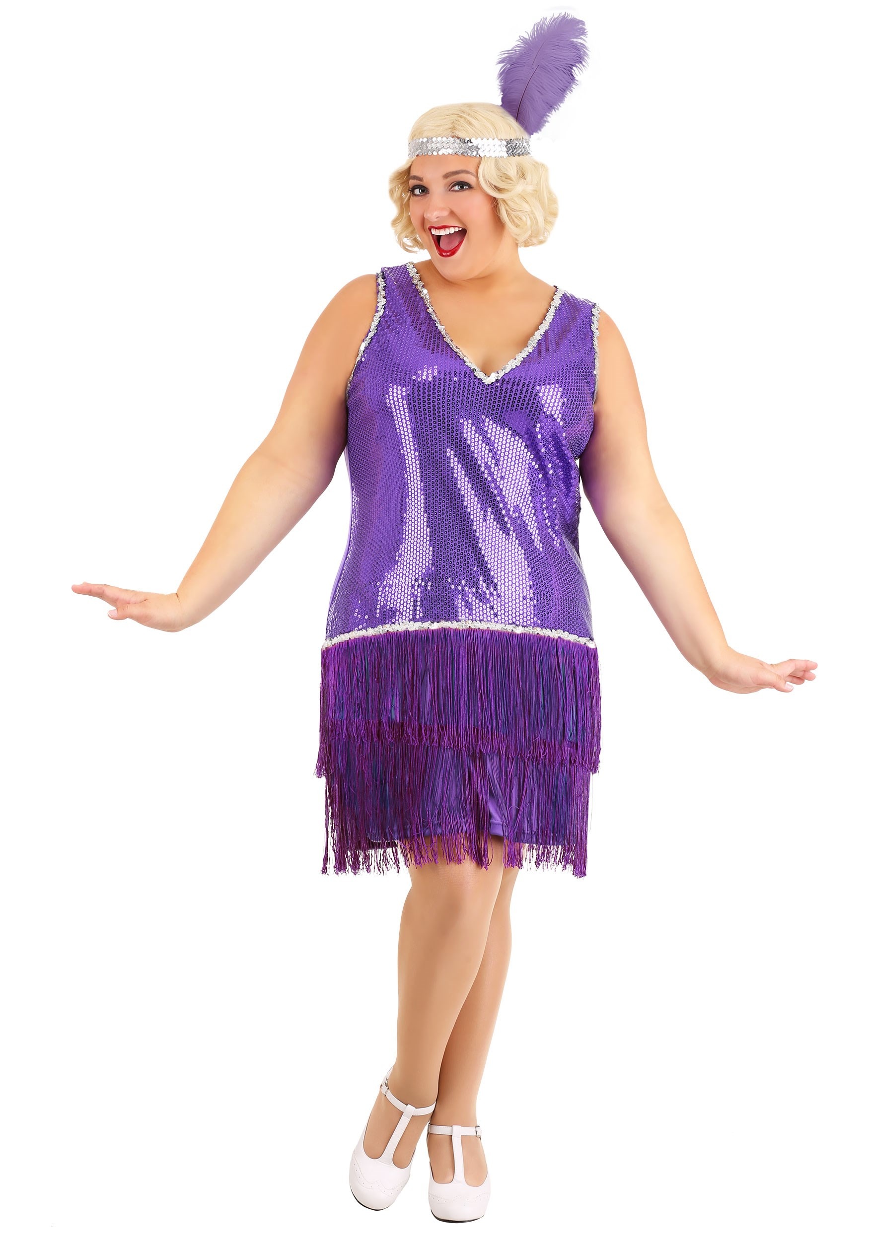 Plus Size Amethyst Purple Flapper Costume For Women