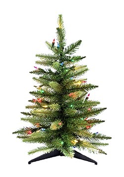 24 Inch Pre-lit Table Tree with Multi Color Lights