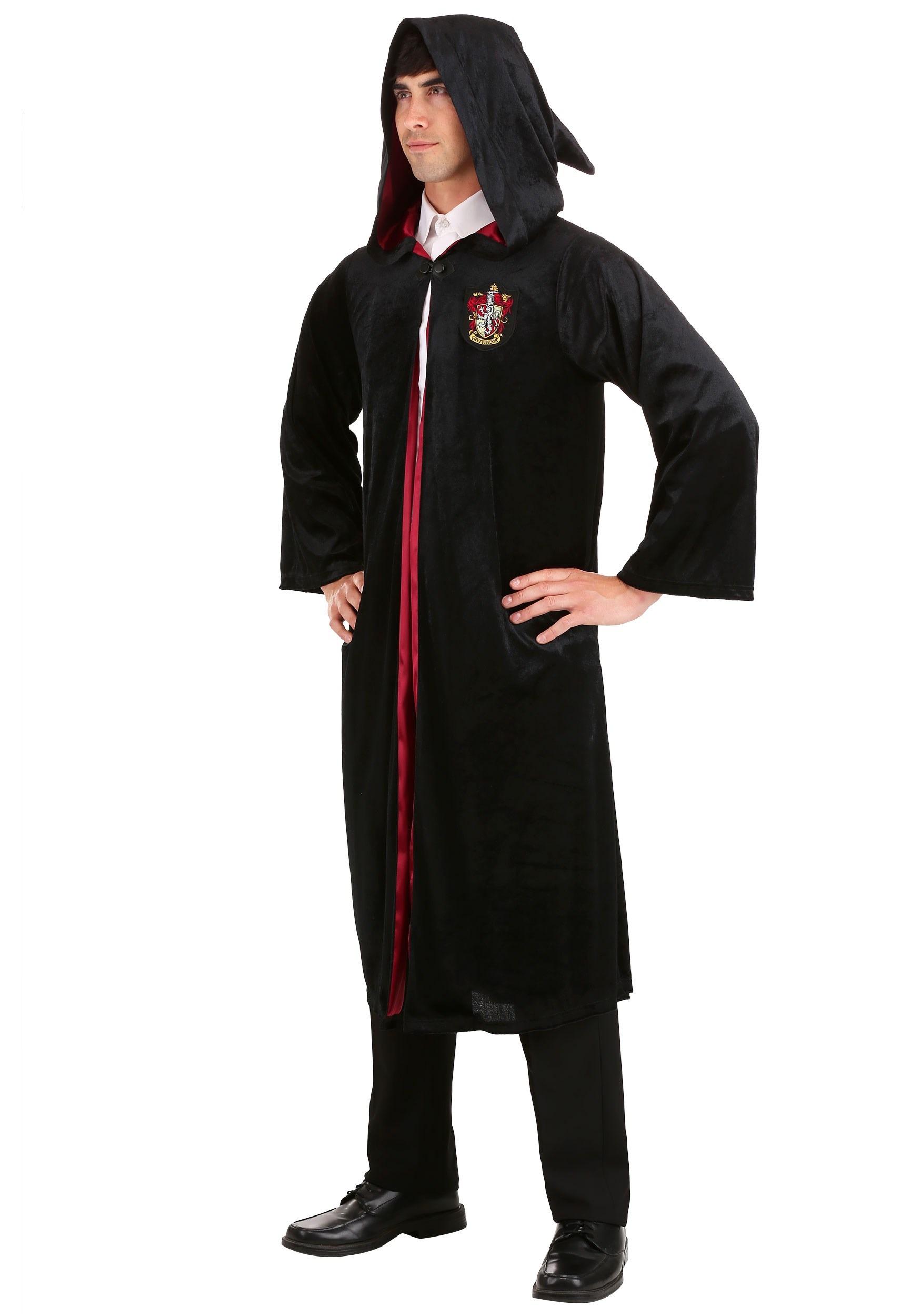 Adult Harry Potter Gryffindor Robe with Crest & Hood, Red/Black