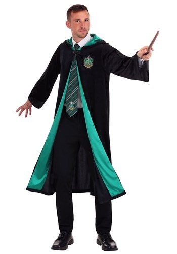 Click Here to buy Deluxe Harry Potter Slytherin Robe Plus Size Costume for Adults from HalloweenCostumes, CDN Funds & Shipping