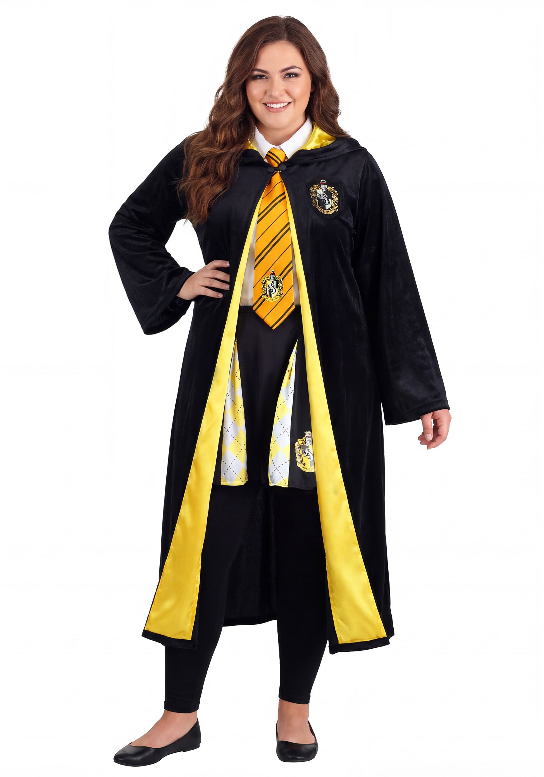 Deluxe Harry Potter Plus Size Hufflepuff Robe Costume for Adults